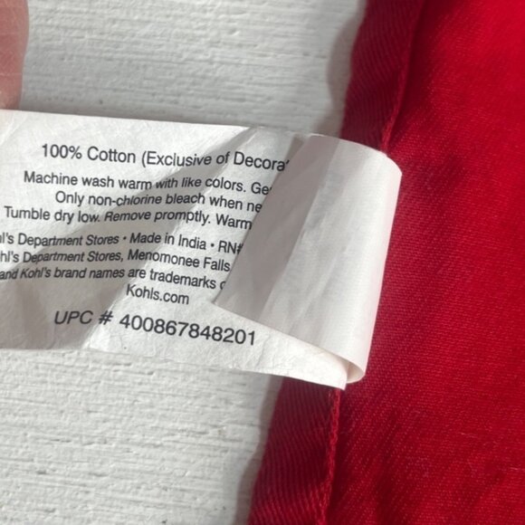 St. Nicholas Square Santa Themed Cotton Apron Girls OS Red Scalloped Trim - Picture 6 of 6